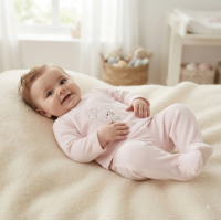 N14626: Baby Girls 2 Piece Embossed Velour Outfit (0-9 Months)